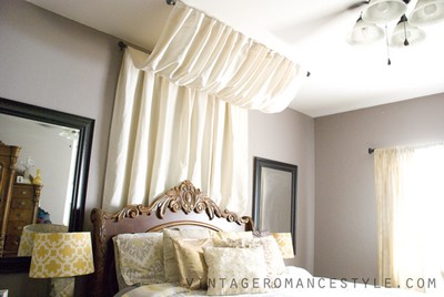 DIY No Sew Table Cloth Bed Canopy