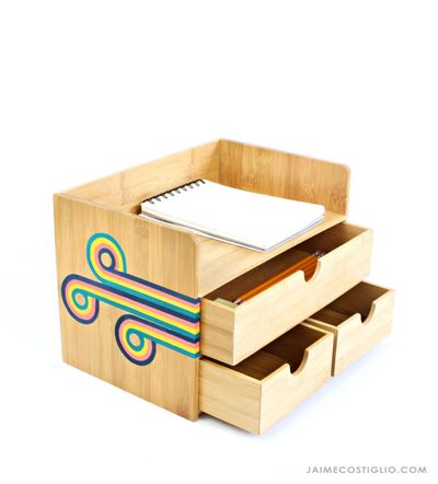 Retro Painted Desk Organizer