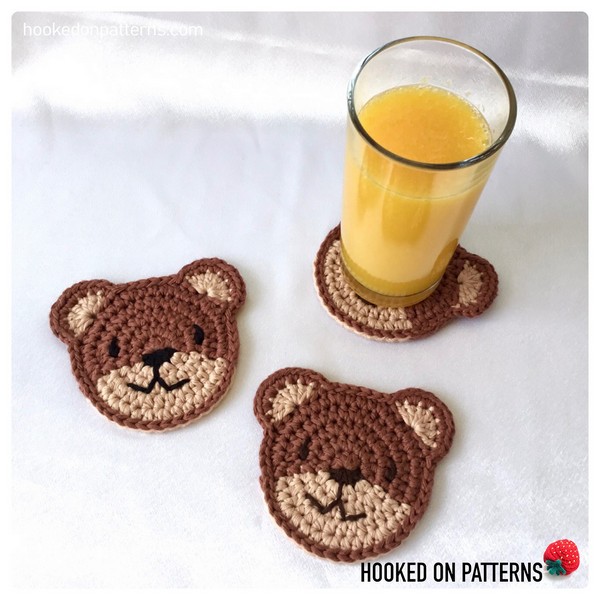 Crochet Teddy Bear Coasters Pattern
