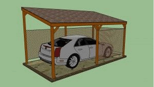 Lean-to single 10&times;16 carport plan