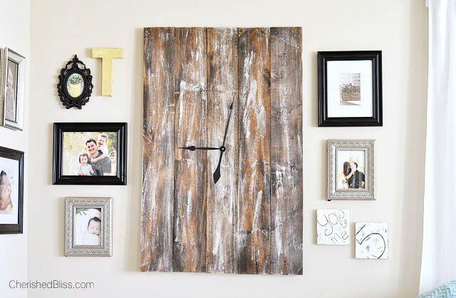 Large Rectangular Rustic Wooden Clock