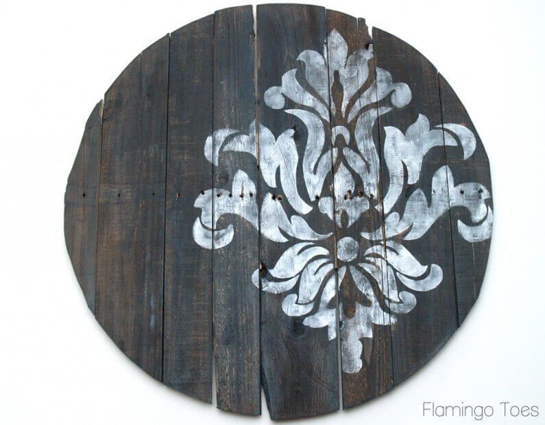 Large Stencilled Pallet Clock