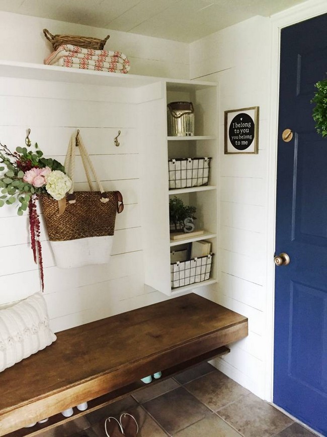 DIY Floating Bench With Shoe Shelf