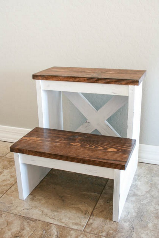 Rustic X Back Step Stool