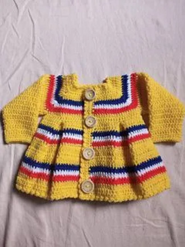 Pleated Crochet Baby Cardigan