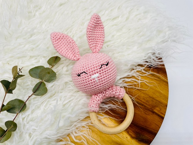 Sleepy Crochet Bunny Rattle