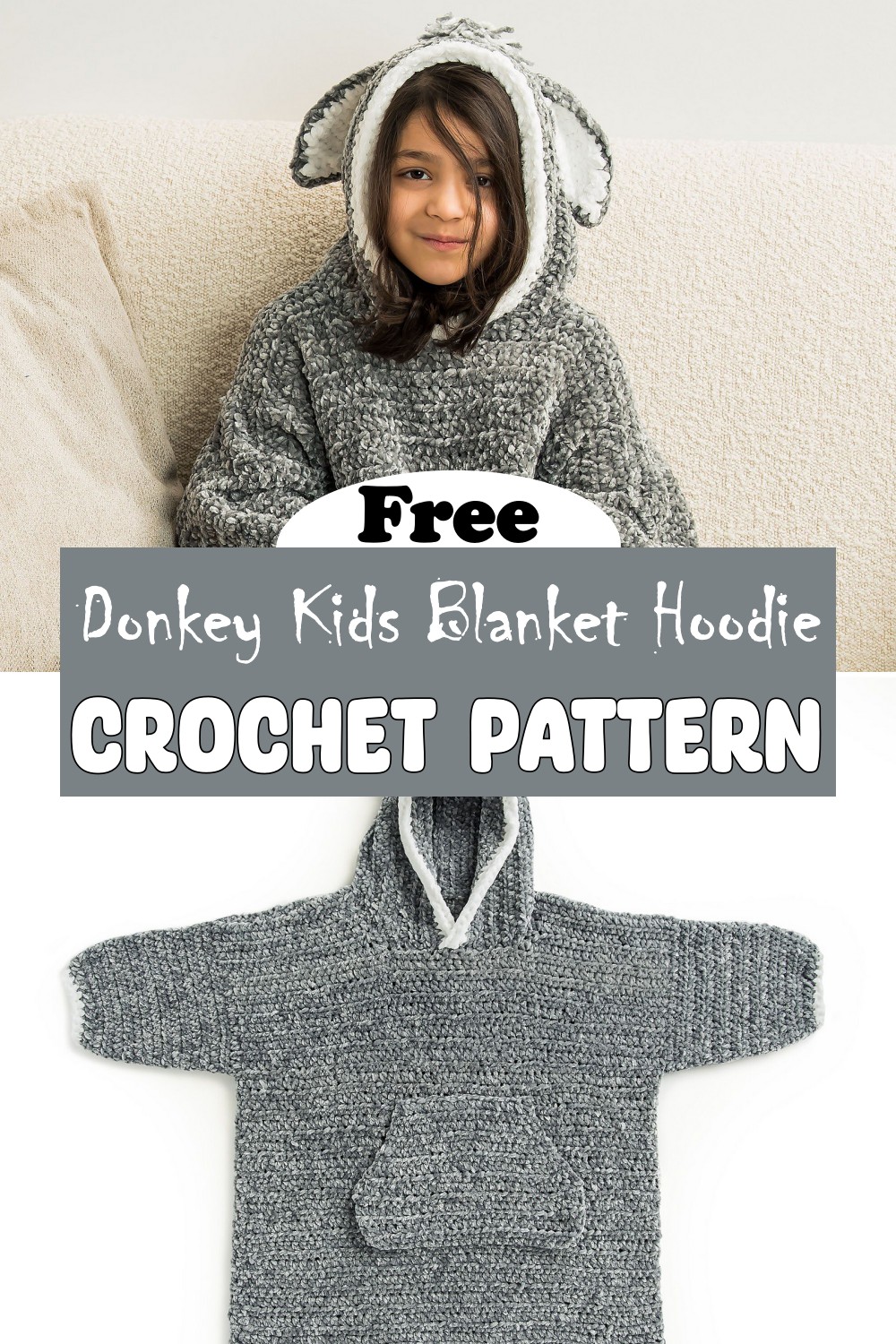 Funky Donkey Kids Blanket Hoodie