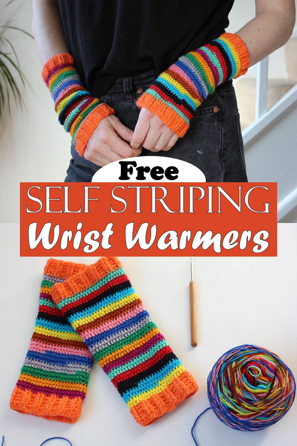Self Striping Wrist Warmers