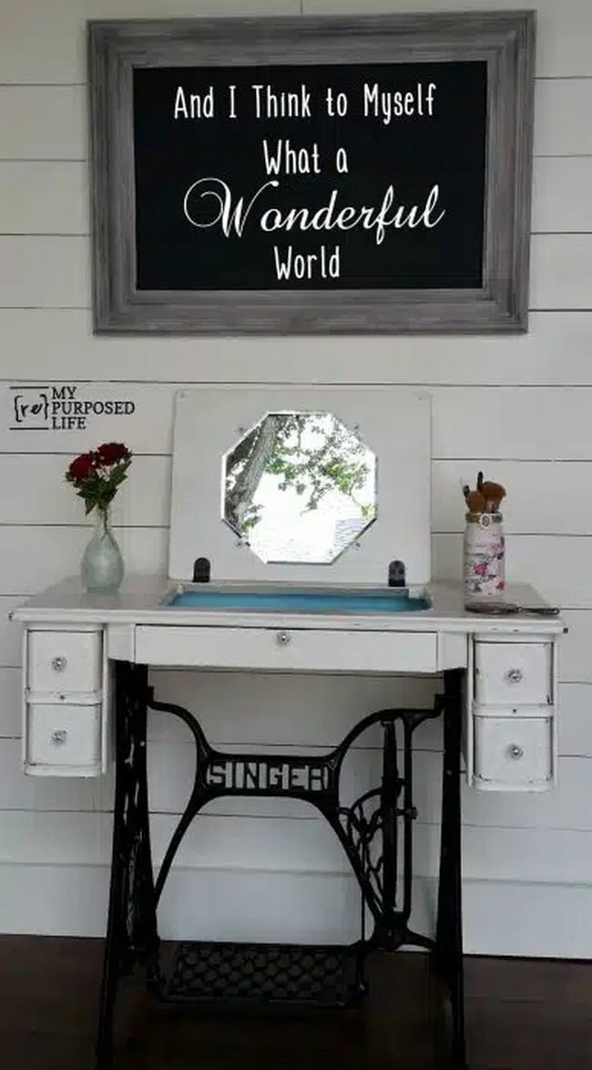 Singer Sewing Machine Into DIY Vanity Table